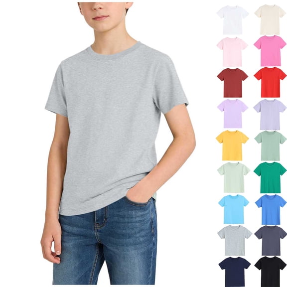 1-15T Todders Teen Unisex T Shirts Cotton Short Sleeve Crew Neck Summer Tops Solid Color Casual Loungewear Going out Sleeping Pullover Shirts for Boys and Girls