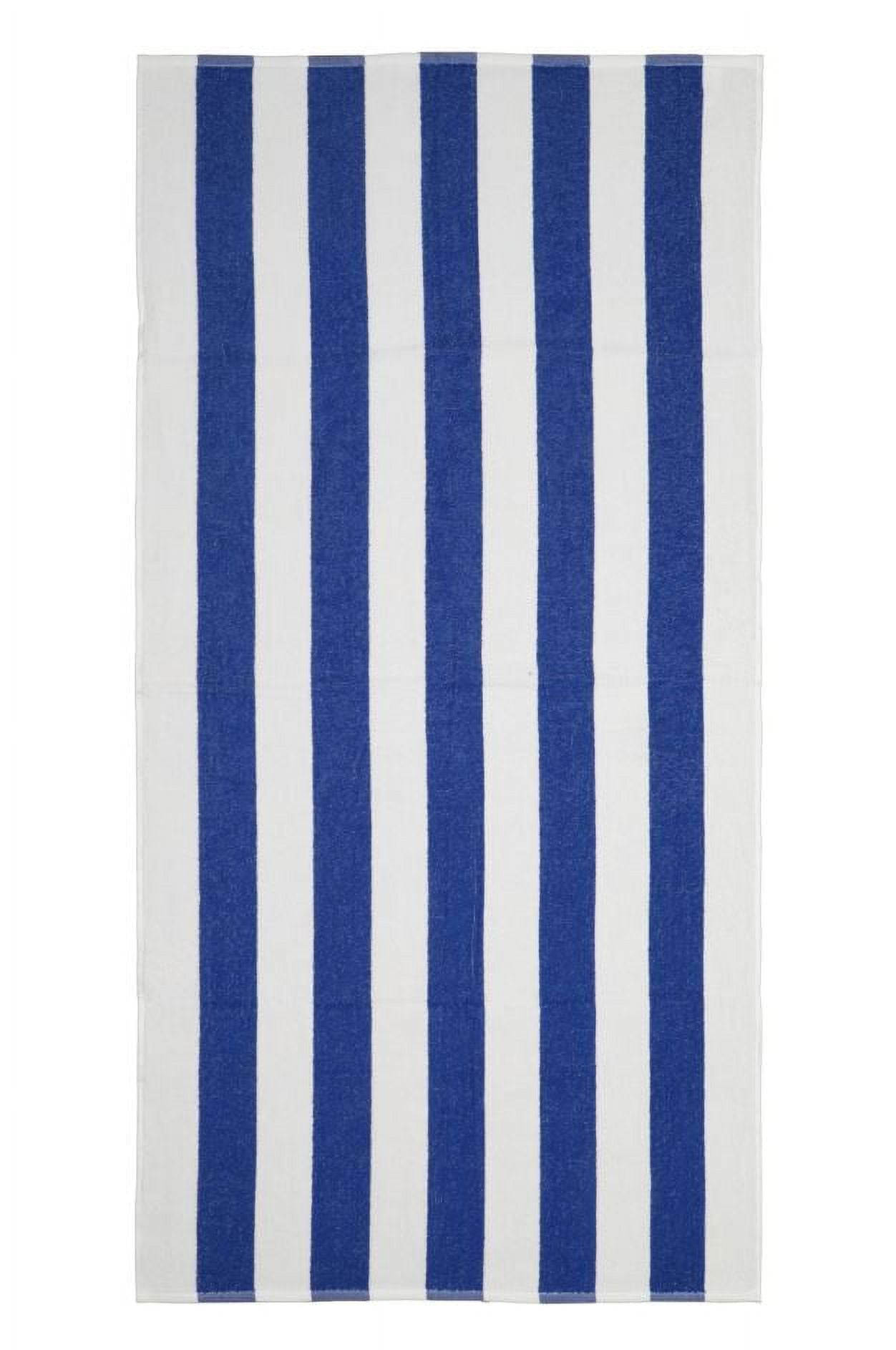 (4 pack) Mainstays Blue & White Cabana Stripe Beach Towel, 28" x 58"