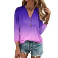 thumbnail image 2 of ibuvkizy Women's 2025 Fashion Button Shirts Summer Loose 3/4 Sleeve Tops Cute V-Neck Solid Casual Blouses Button Up Shirts for Women,Sizes S-4XL, 2 of 4