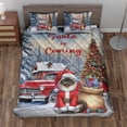 thumbnail image 2 of Santa is Coming Siamese Merry Christmas Xmas Noel Truck Tree Quilt Bedding Set Cat Lover Kitten Owner Gifts 1 Blanket Bed Cover 2 Pillowcases - 02023, 2 of 5