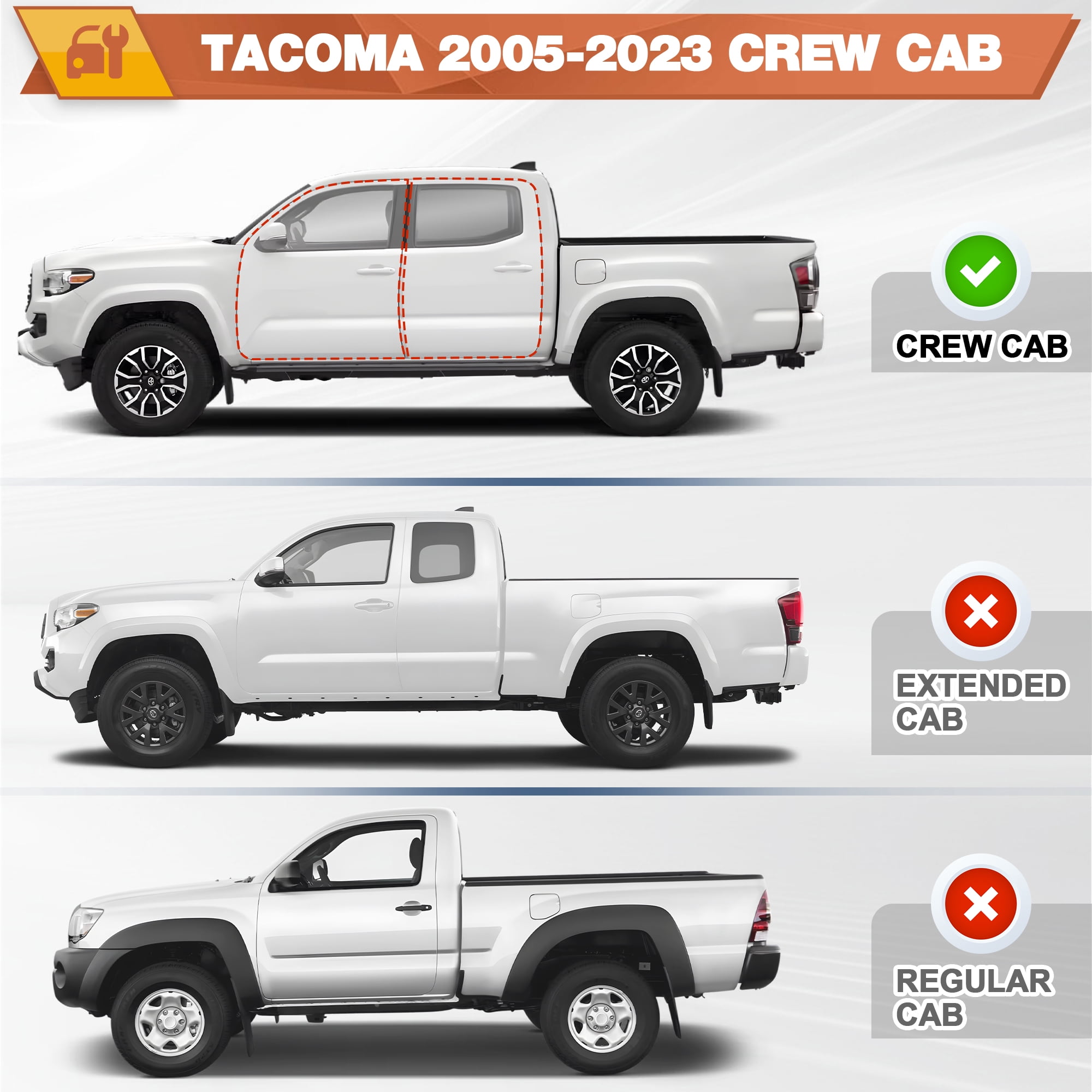 POFENZE Running Boards Compatible with 2005-2023 Toyota Tacoma Crew Cab with 4 Full-Size Doors Textured Surface Side Steps for Truck Black Nerf Bars for Tacoma