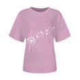 thumbnail image 4 of Women's Short Sleeve T-shirt Women'S Spring Round Neck Dandelion Printed Loose Casual Short Sleeved T Shirt,Pink Women's Short sleeve T-shirt S, 4 of 5
