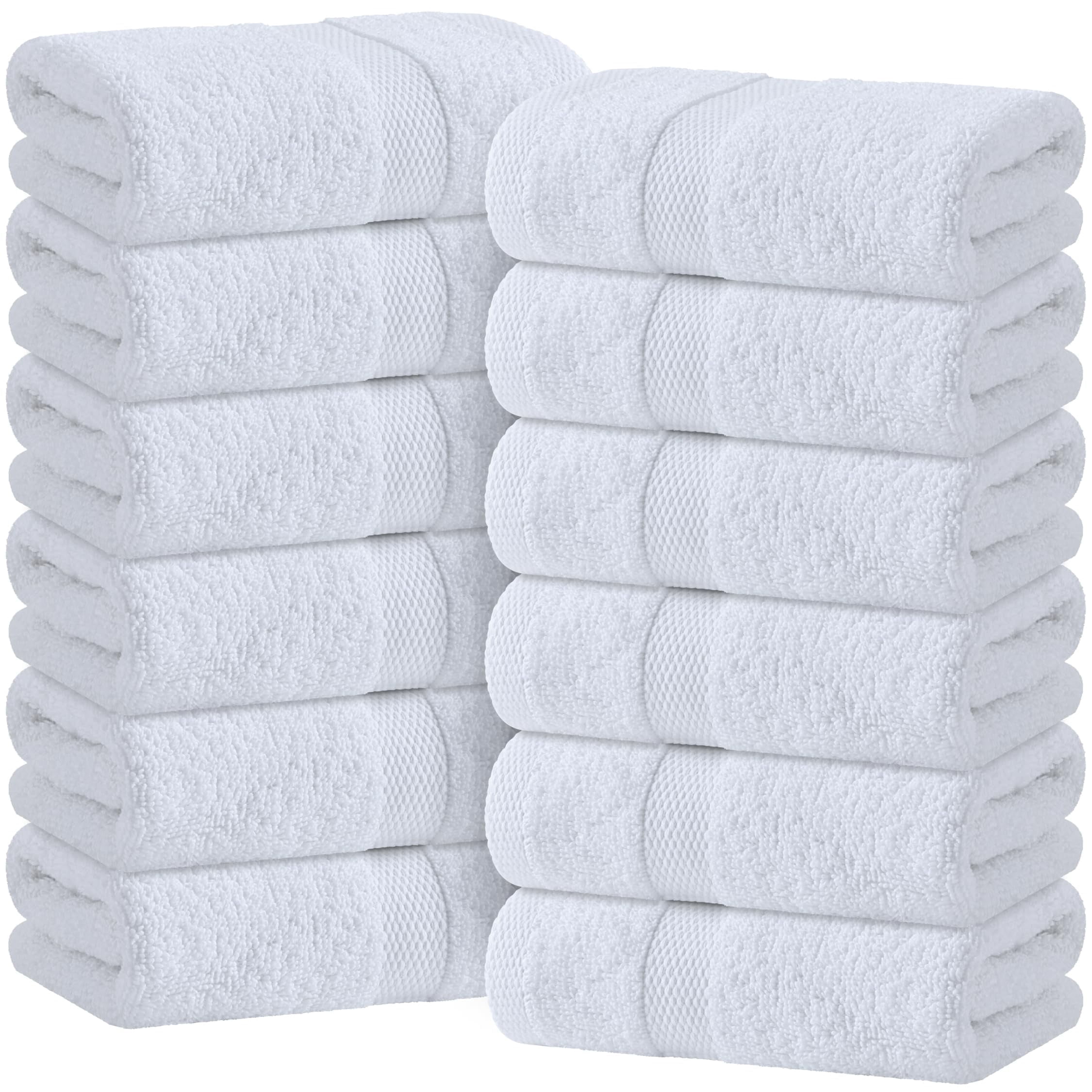 (3 pack) White Classic Wealuxe Collection 100% Cotton Hand Towels, White, 16 x 27, 12 Pack