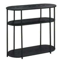 Designs2Go Simon Three-Tier Oval Entryway Hall Table in Black Wood Finish