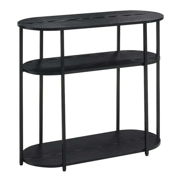 Designs2Go Simon Three-Tier Oval Entryway Hall Table in Black Wood Finish
