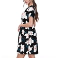 thumbnail image 2 of Naloa Lilies Flowers Print Womens Summer A-Line Dress with Pockets,Short Sleeve Dresses,Flowy Beach Swing Dress for Vacation Travel, 2 of 6