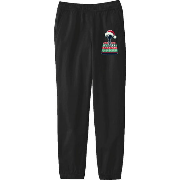 Ugly Christmas Sweater Joystick Youth Black Sweatpants-Large