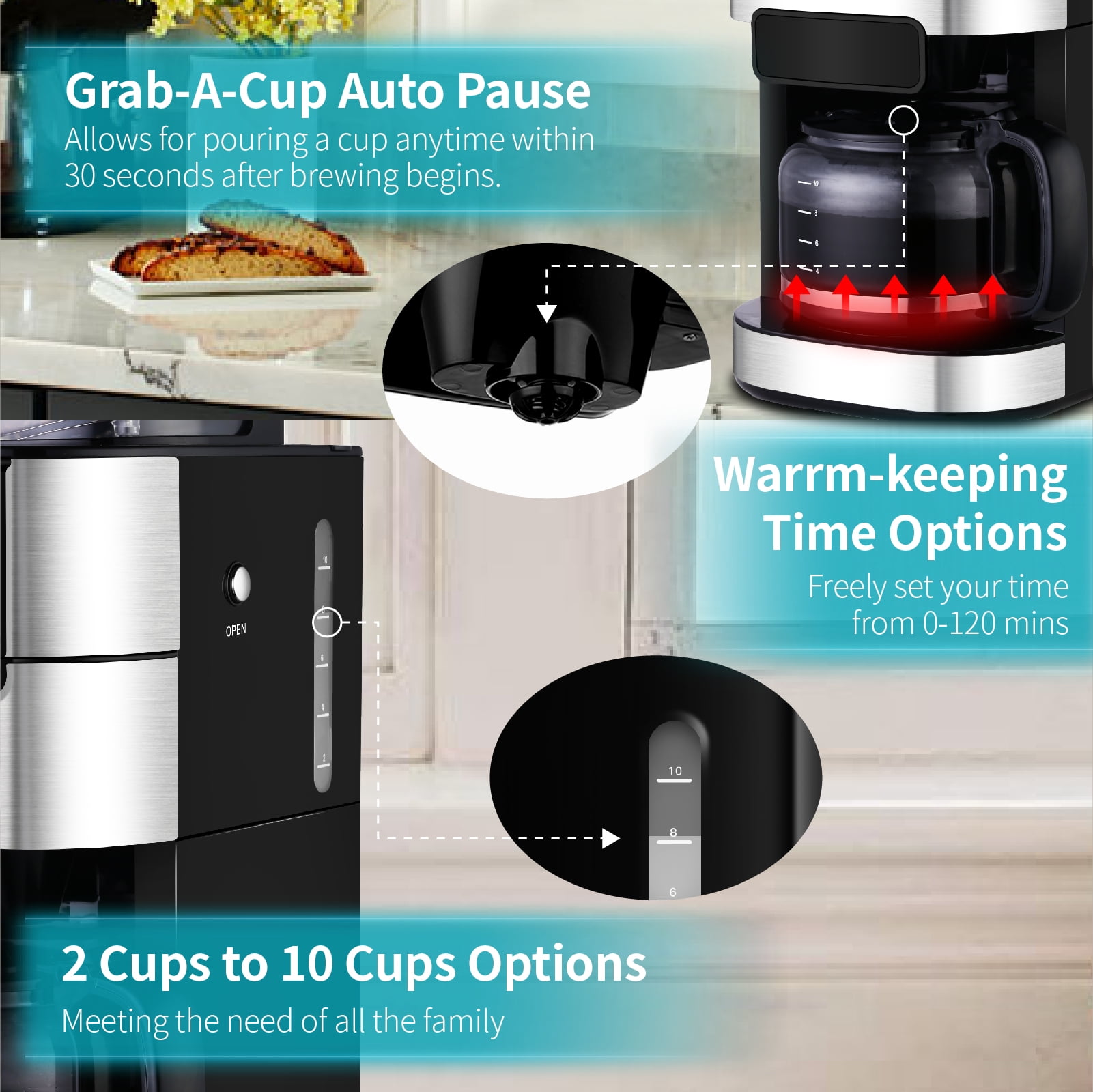 Buy GEVI 10Cup Programmable Grind and Brew Coffee Maker, Black Online