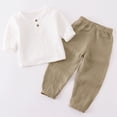 thumbnail image 2 of WERYOUNG Lightweight Boys Summer Outfits For Kids Breathable Long Sleeve Top Pants Two Piece Sets For Toddler Boy Girl Soft Clothing Sets 3-4 Years, 2 of 7