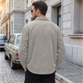 thumbnail image 3 of Vxararl Men’s Fall Corduroy Shacket Jacket, Button‑Down Long‑Sleeve Vintage Corduroy Shirt Overshirt, Casual Shirt Jacket with Dual Chest Pockets for Daily Outings Dark Gray 2xL, 3 of 4
