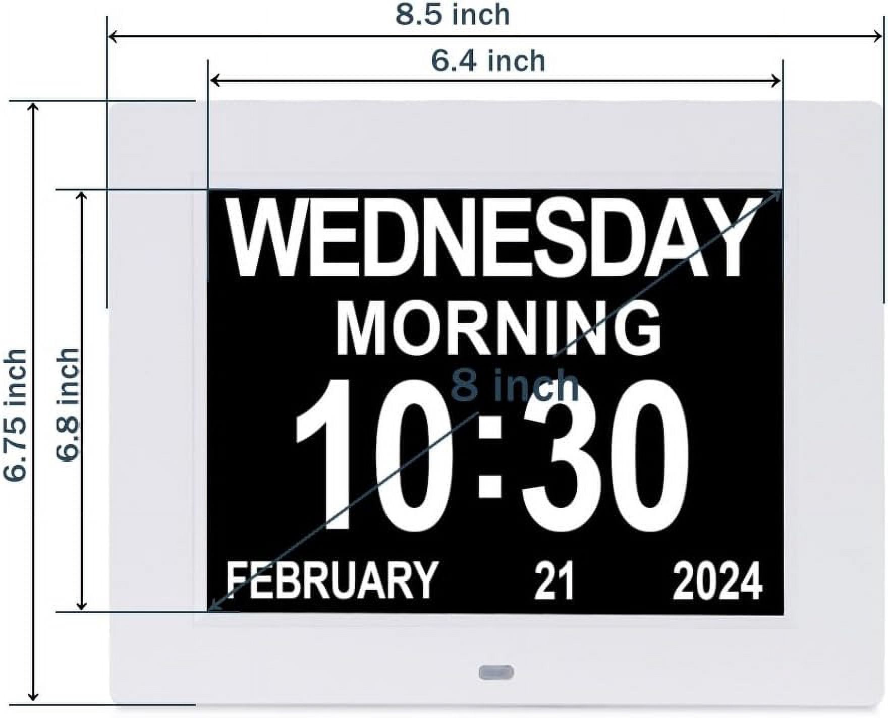 Large Digital Calendar Clock for Seniors with 12 Custom Alarms and Auto-Dimming Display