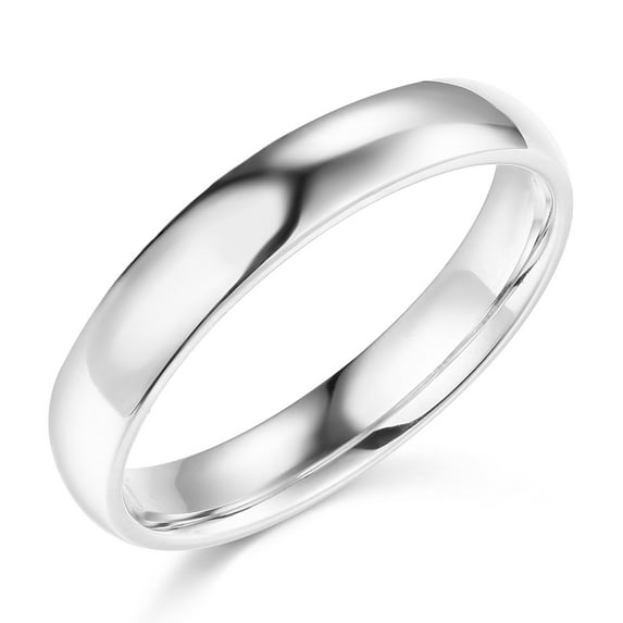 Wellingsale 14k White Gold Solid 4mm Heavy Ultra Comfort Fit Traditional Wedding Band Ring - Size 7.5