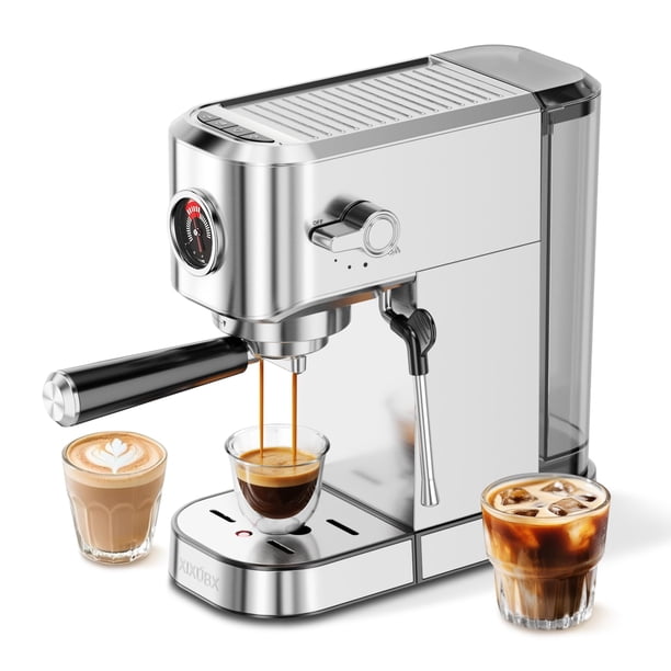Cafetera Espresso XIXUBX 20Bar con Espumador de Leche 1.2L Plateada