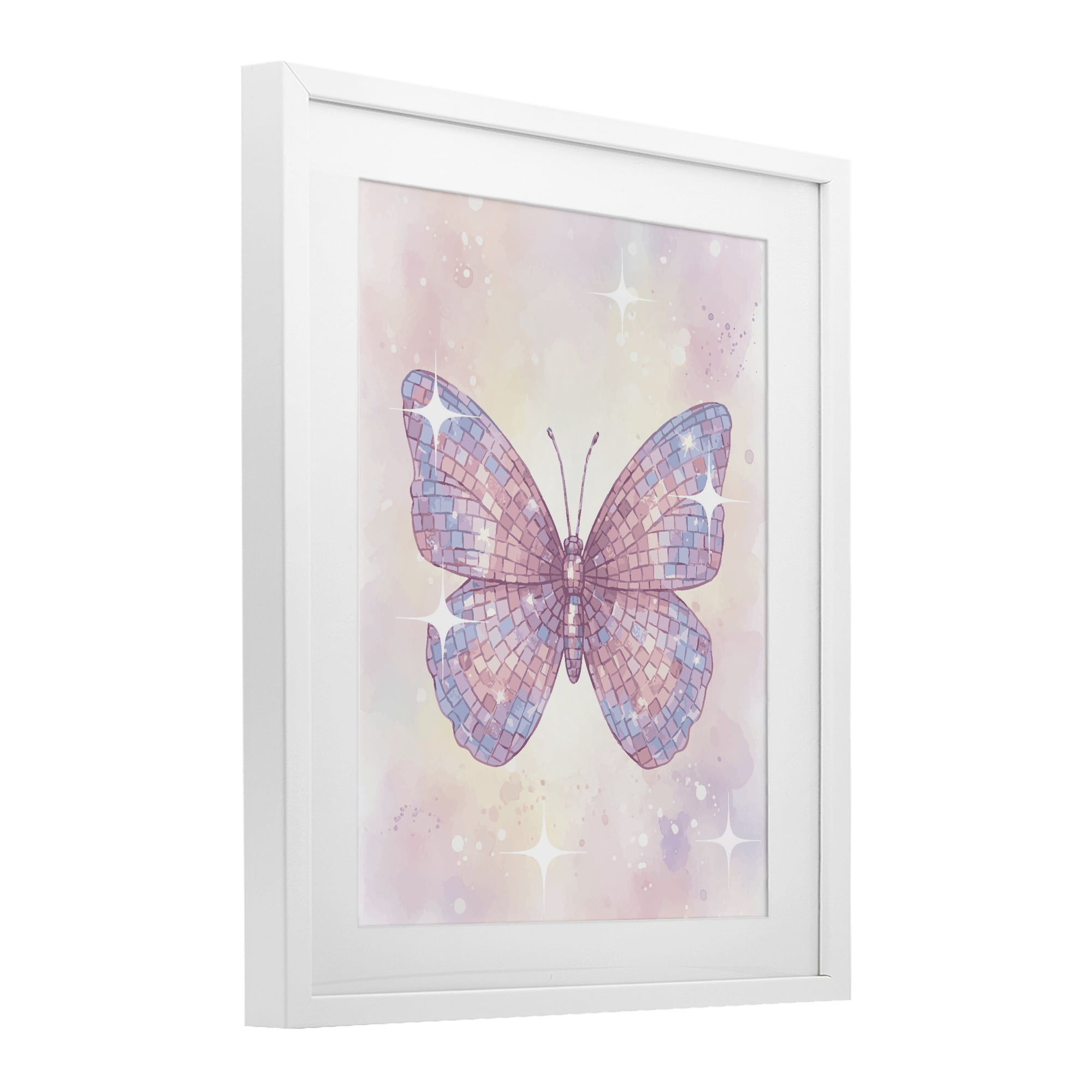 Stupell Industries Delicate Disco Butterfly White Framed Print Under Glass, design by Lil' Rue