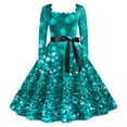 thumbnail image 1 of Robe de Thé Classique de Noël pour Femmes Manches Longues Robe de Soirée avec Ceinture, 1 of 2
