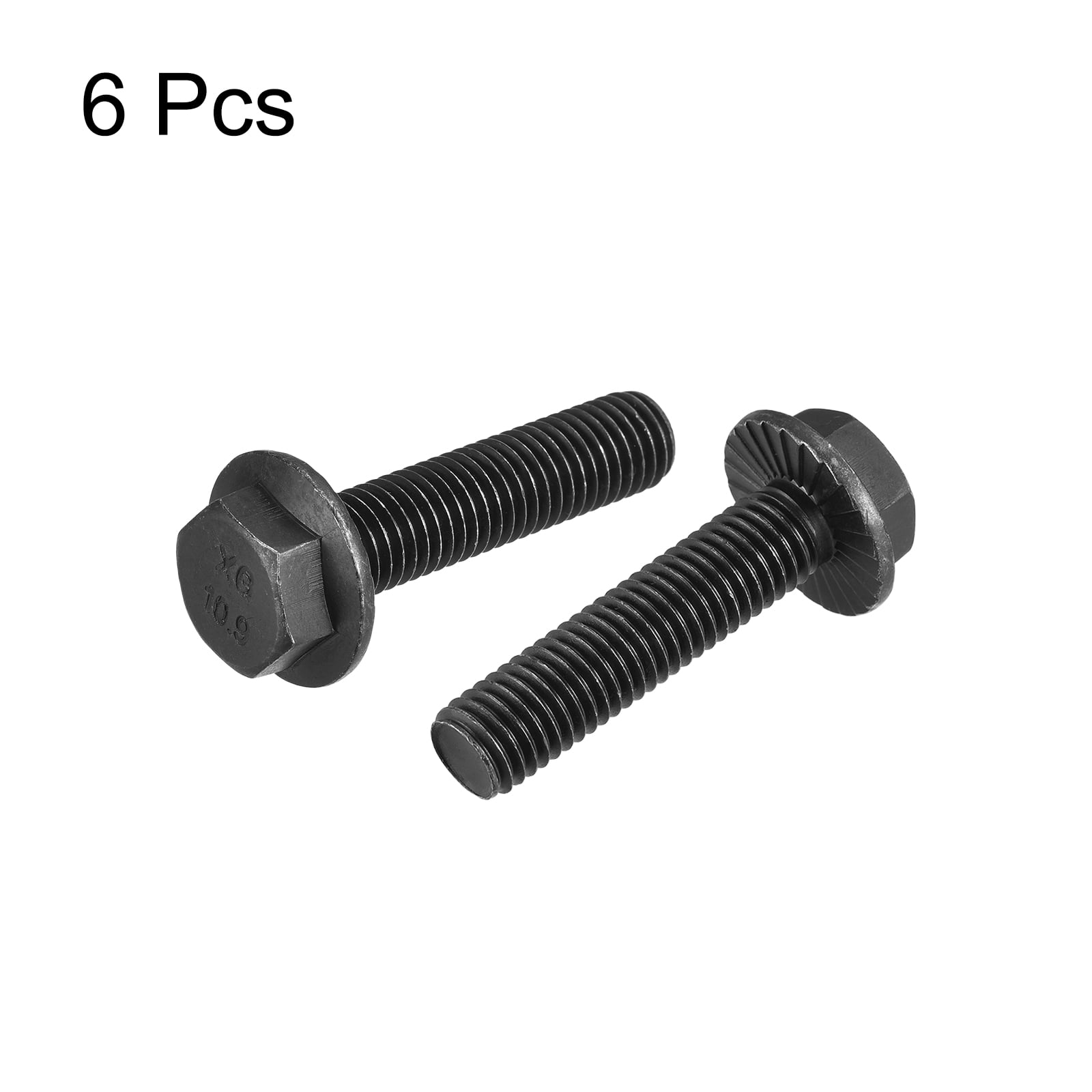 Unique Bargains Hex Serrated Flange Bolts with Black Oxide Coating for Uses M12-1.75x50mm
