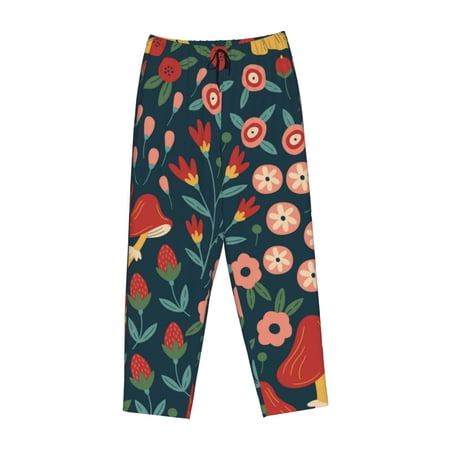 Kdxio Women s Comfy Stretch Berries and FlowersPrint Drawstring Pajama Pants-Medium