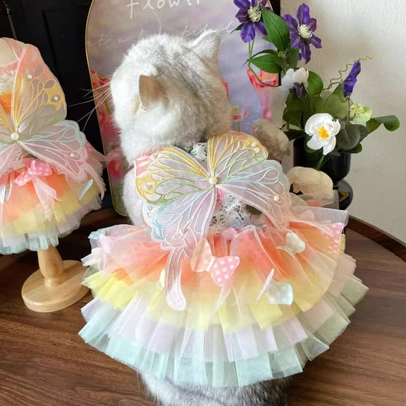 Small Dog Princess Dresses, Cat Spring Lolita Clothes Butterfly Costume, Pet Girl Cute Coat Outfits, Summer Costumes Puppy Handmade Skirt
