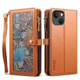 thumbnail image 1 of For iPhone 13 ESEBLE Star Series Lanyard Zipper Wallet RFID Leather Case(Brown), 1 of 3