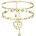 thumbnail image 6 of CFIOZYOS Initial Ankle Bracelets for Women 14K Gold Plated Layered Figaro Chain Letter Initial Anklets Handmade Layered Heart Ankle Bracelets Personalized Jewelry for Women, 6 of 8