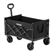 VEVOR Foldable Double Decker Wagon, 400L Collapsible Wagon Cart with All-Terrain Wheels, Heavy Duty Folding Wagon Cart for Camping, Shopping, Garden, 52" Extra Long Extender