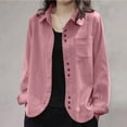 thumbnail image 5 of Zpanxa Fleece Jacket Women Corduroy Button Front Long Sleeve Shirt Jacket Loose Fit Solid Color Casual Lightweight with Pockets Fall Outerwear, 5 of 7