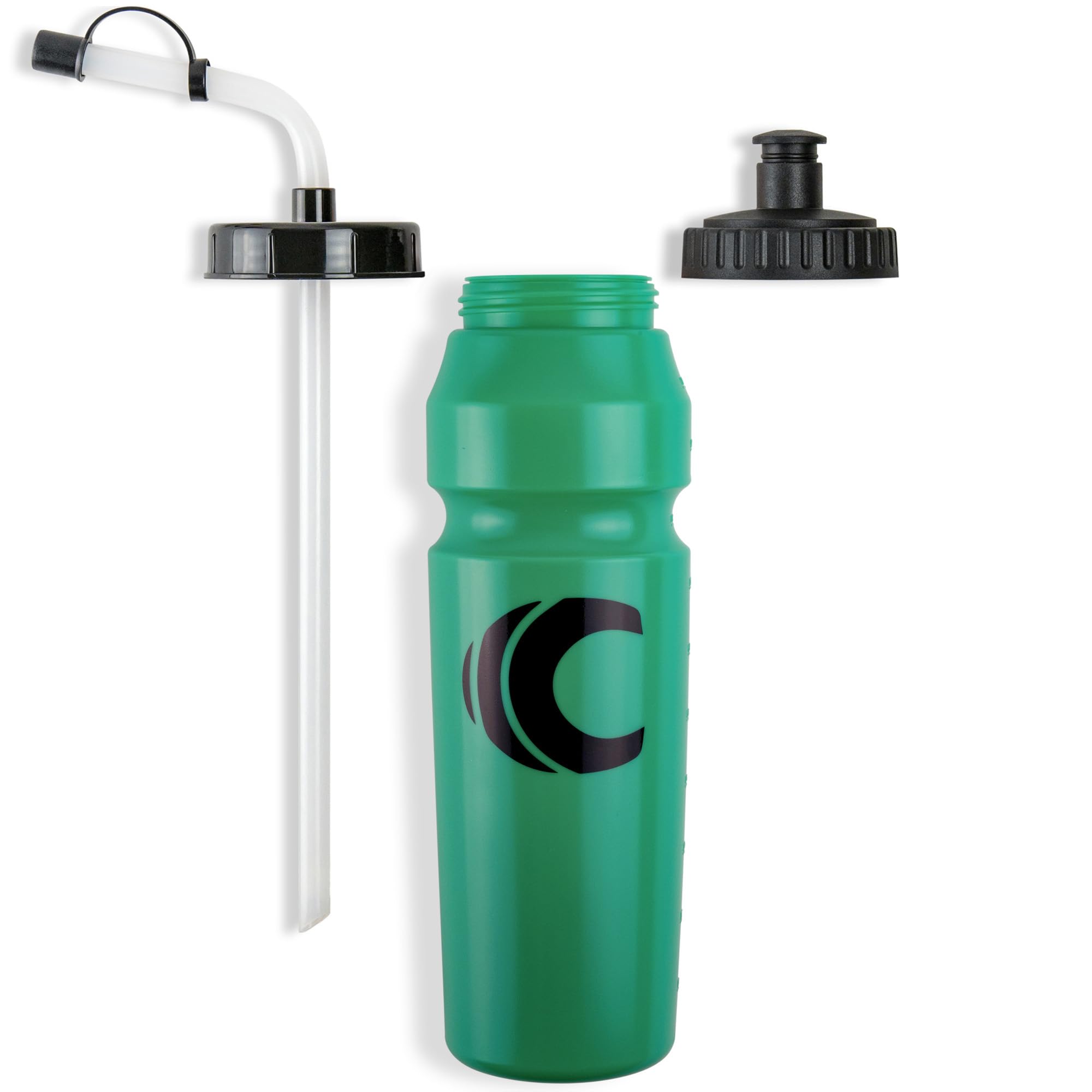 Cannon Sports 1 Liter Sports Water Bottle, BPA-Free, 34 Oz Capacity, Large Mouth, 2 lids (Straw and Squeeze), Great For Helmet Sports Such As Hockey, Lacrosse, Football, Boxing (6 Pack) (Green)