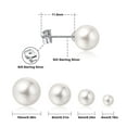 thumbnail image 2 of White Gold Plated Sterling Silver Pearl Stud Earrings for Women, White Pearl Wedding Earrings Hypoallergenic Jewelry, 2 of 5