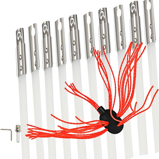 VEVOR Brosse de Ramonage Brosse de Cheminée Rotative Ensemble de Tige de Brosse de Cheminée 394 Pouces 10 Tiges avec Tiges Flexibles en Nylon (10 Tiges)