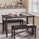 thumbnail image 1 of Juego de Mesa de Comedor de 3 Piezas, Juego de Mesa de Comedor Estilo Farmhouse para 4, Mesa de Cocina con 2 Sillas Tipo Banco Tapizadas, Mesa y Sillas de Cocina para Espacio Pequeño, Cocina, Comedor, 1 of 6