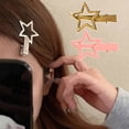 thumbnail image 1 of YAOBAMM Women Star Hair Clips 1 Pair Star Shape Hairpins Hollow Out Solid Color Metal Non slip Elastic Strong Claw Bangs Clips, 1 of 7