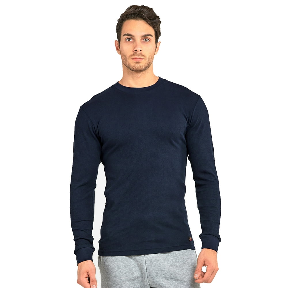 men's waffle crew neck long sleeve