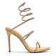 thumbnail image 1 of Sandalias de tacón alto con tiras para mujer, sandalias de verano con tacón fino, con forma de serpiente y diamantes de imitación, 1 of 6