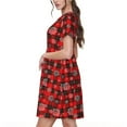thumbnail image 2 of Hirioo Snowflakes On A Buffalo Plaid for Short Sleeve Dress Women's Short Sleeve Dress with Pockets, 2 of 6