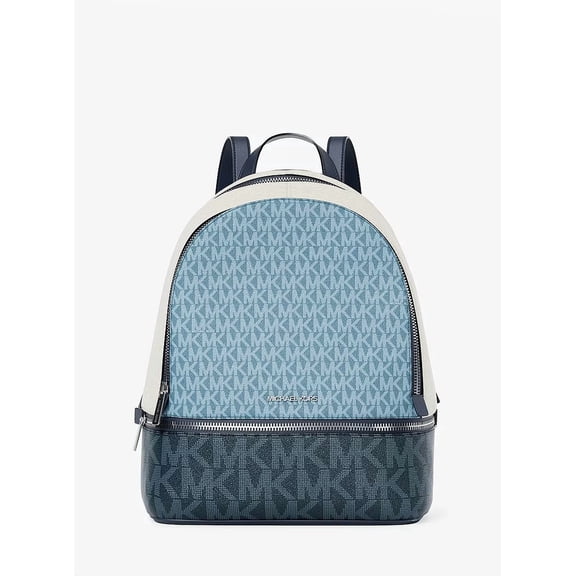 Michael Kors Rhea Medium Color-Block Signature Logo Backpack - Denim Multi