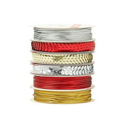 Simplicity Gold, Silver, and Red Sequin Trim and Elastic Cord Bundle, 24 Yards