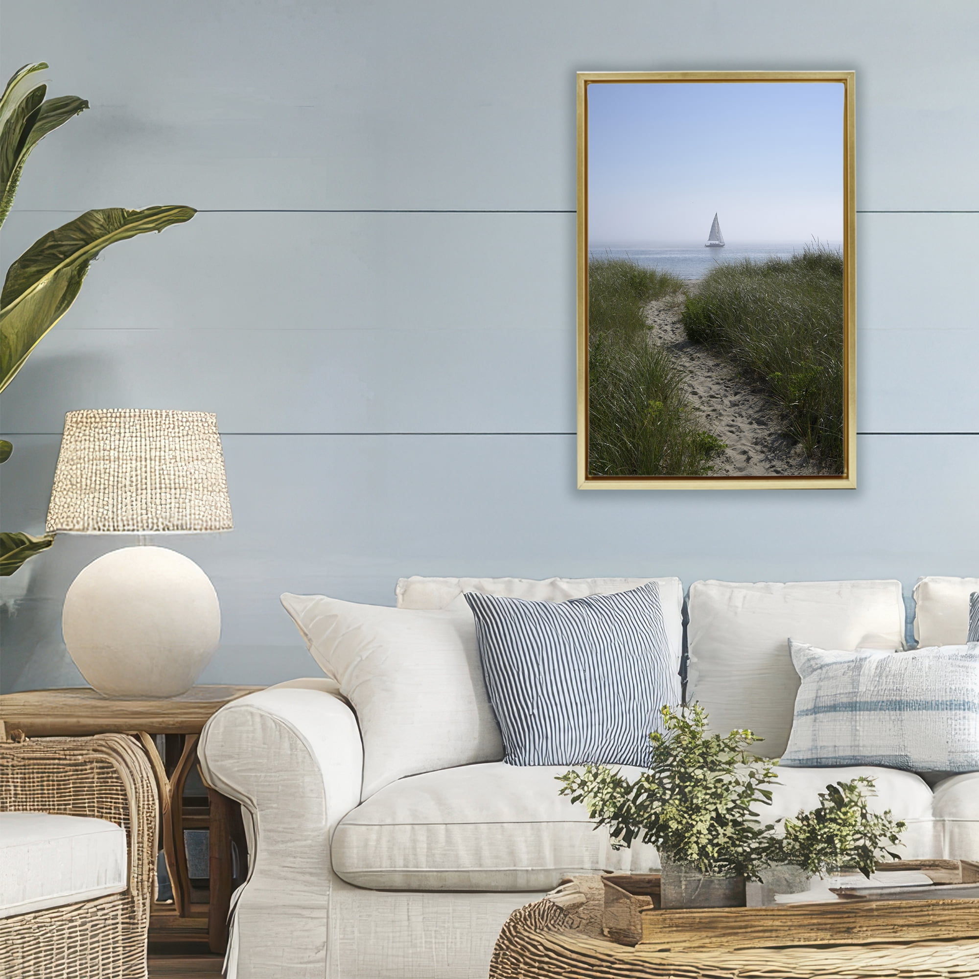 Stupell Industries Path to Morning Sail Gold Framed Floater Canvas Wall Art, design by JLM Photographs
