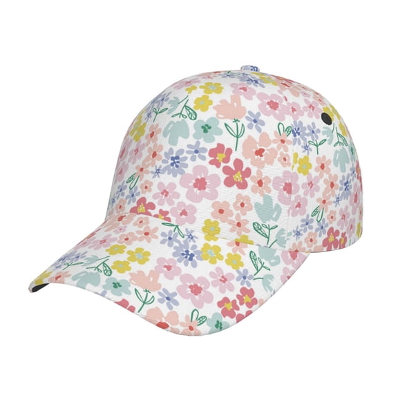 Pofeuu Retro Floral Print Adult Adjustable Embroidered Graphic Baseball Hat for Men and Women