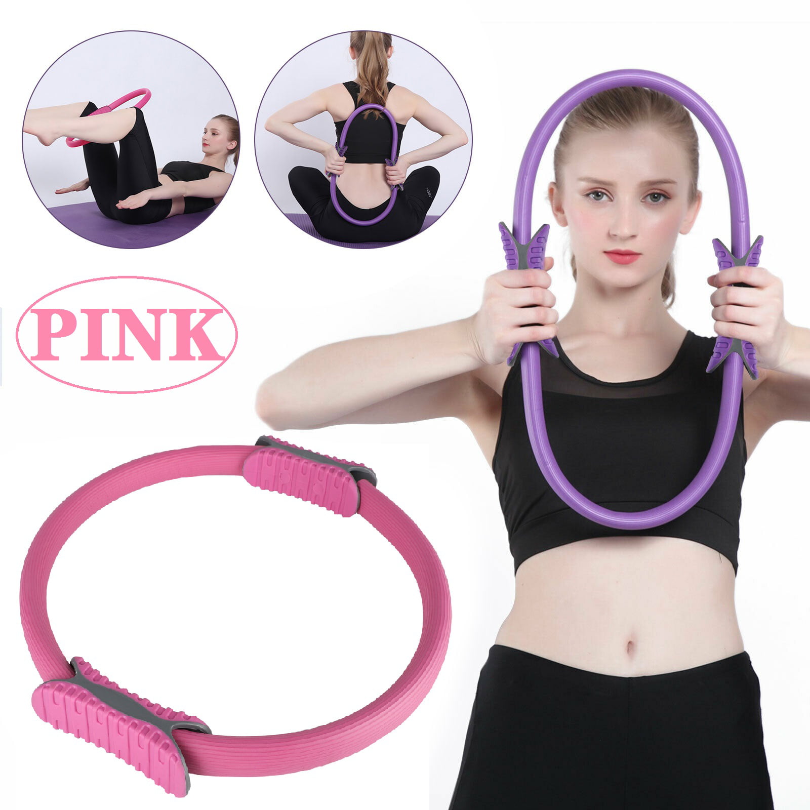 Pilates Fitness Resistance Training Ring Fitness Pilates Ring Magic Circle Pilates Workout Circle Double Handle Pilates Yoga Ring Exercise Fitness Circle for Toning and Strengthening 37cm/15inch