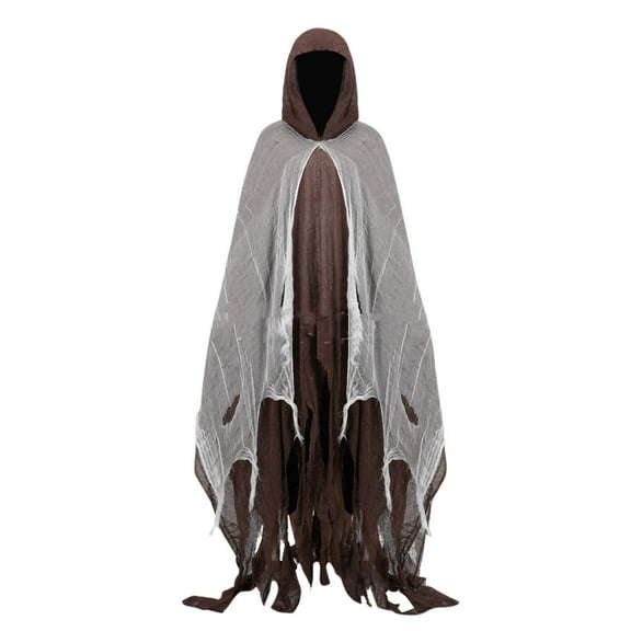 SDJMa 70.8" Scary Halloween Cape Costume Ghost Hooded Cloak for Adults Men Women Halloween Party Prop