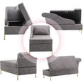 thumbnail image 2 of Andeworld Chaise Lounge with Storage, Modern Upholstered Tufted Chaise Lounge Chair Indoor Faux Suede Sofa Recliner Couch for Bedroom Office Living Room -Grey(Right Armrest), 2 of 7