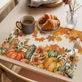thumbnail image 3 of Thanksgiving Placemats Set of 6 Fallen Maple Leaves Orange Green Pumpkin Place Mats Indoor Wipeable Table Mats Washable Cloth Dining Table Placemats for Kitchen Holiday Party Home Decor 13x19 Inch, 3 of 9
