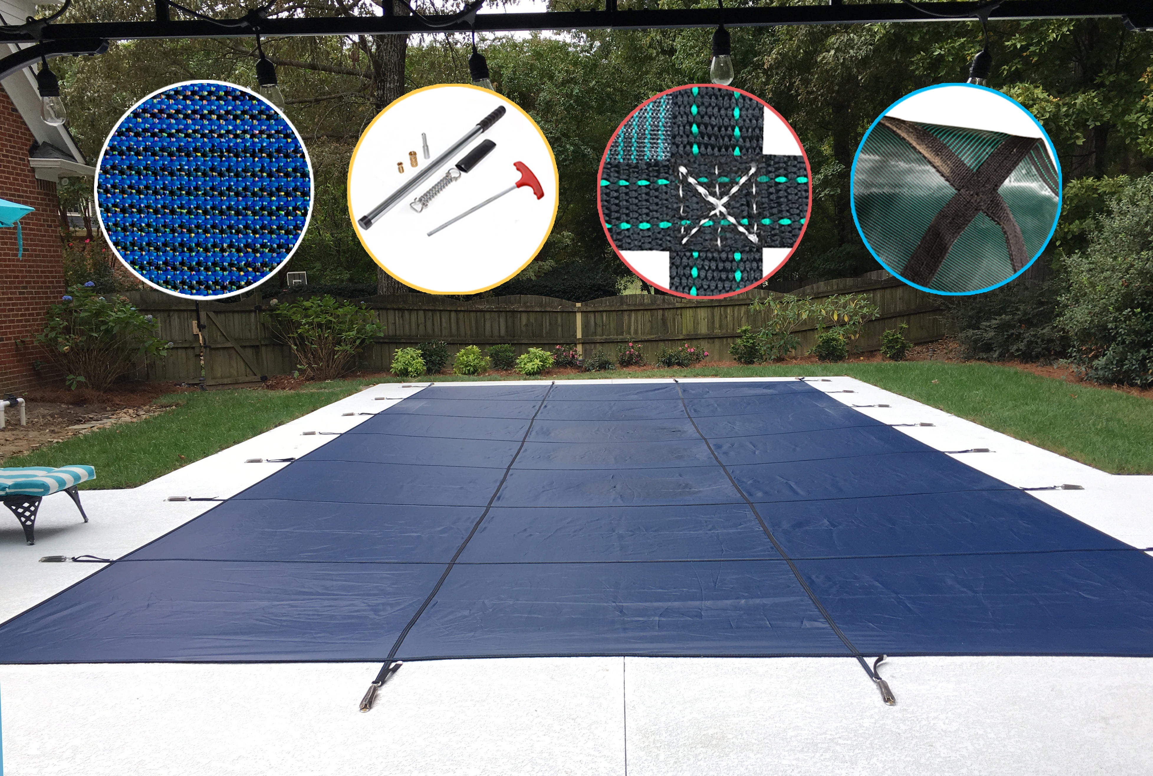 WaterWarden Inground Pool Safety Cover, Fits 18’ x 36’, Blue Mesh