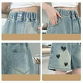 thumbnail image 5 of NAFUU Girls Jeans Shorts Elastic High Waist Wide Leg Baggy Denim Shorts Trendy Kids Summer Jean Shorts with Pocket 4-5 Years, 5 of 9