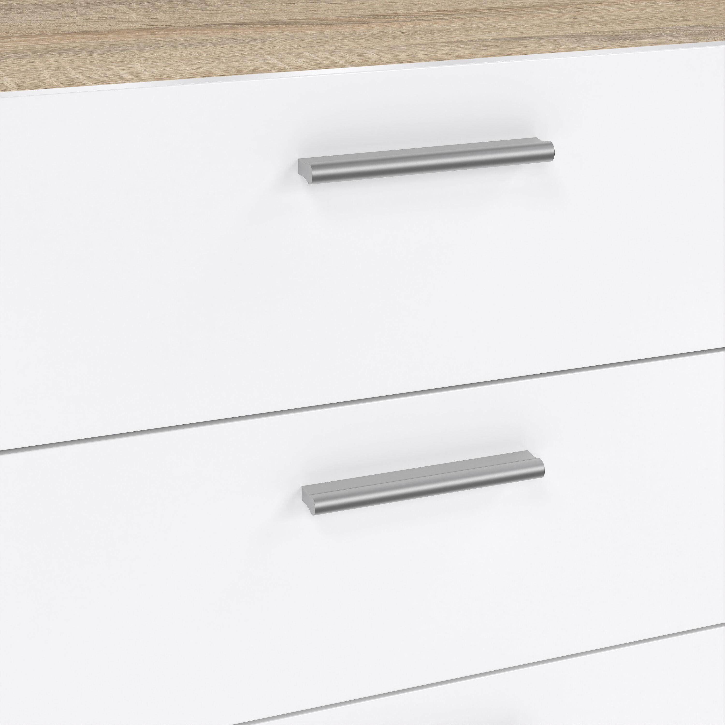 Tvilum Loft 8 Drawer Double Dresser for Adults, Oak Structure and White High Gloss