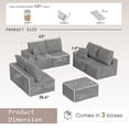 thumbnail image 7 of Lacoo Open Modular Sofa Set, Soft Corduroy Upholstered Modular Sectional Couch with Accent Pillows, Flexible Seating for Family & Guest, Gray, 7 of 7