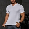 thumbnail image 7 of OGLCCG Mens Muscle Slim Fitted T Shirt V-Neck Longline Henley Shirt Solid Color Summer Soft Gym Workout Athletic Tee Shirts, 7 of 7
