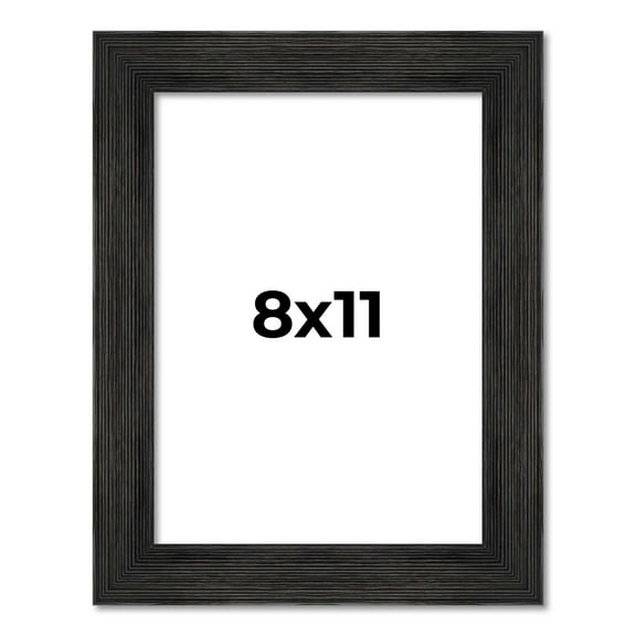 8x11 Black Rustic Wide Barnwood Picture Frame - UV Acrylic, Foam Board Backing, Hanging Hardware