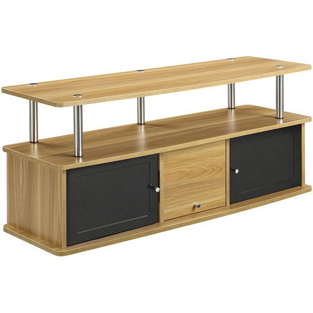 Convenience Concepts Designs2Go TV Stand w/ 3 Storage Cabinets & Shelf for TVs up to 55", Light Oak