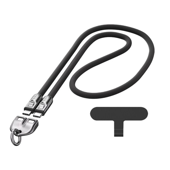 2-in-1 Phone Lanyard & 240W Type-C Fast Charging Cable, Anti-Theft Neck Strap with Data Transfer for iPhone, Android Phones, Laptop